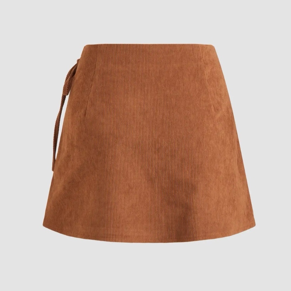 Cider CORDUROY MID RISE SOLID KNOTTED MINI SKIRT AB6-XS-19 - Picture 8 of 10